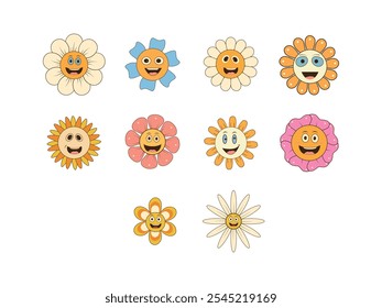 Groovy Flower Cartoon Element Set 