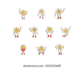 Groovy Flower Character Element Set