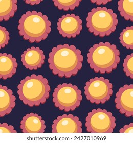 Groovy Flower Patterns Y2k Style. Abstract Square Seamless Patterns with Vintage Groovy Daisy Flowers. Colorful background, 60s, 70s, hippie aesthetic.