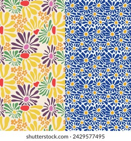 Groovy flowers pattern, boho vintage, floral