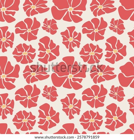 Groovy flowers seamless pattern. Infantile, naive style. Vector isolated on white background