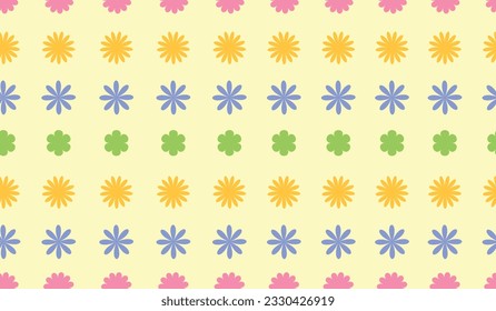 Flores gruesas sin costura. Silueta floral simple. Estilo retro vintage, elementos decorativos dibujados a mano. Un conjunto de flores vectoriales vintage. Estilo de los años 70. Diseño de estilo hippie, flor de poder