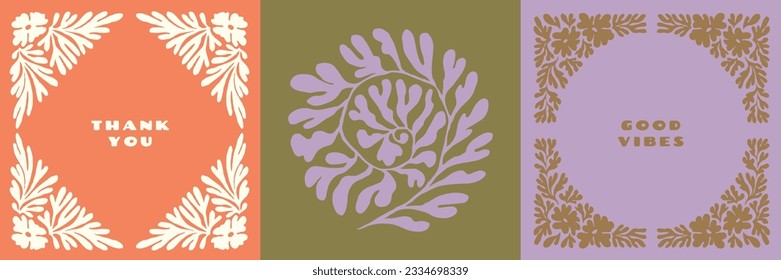 Groovy flowers vector illustration poster with aesthetic quote