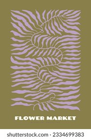 Afiche de ilustraciones de vectores de flores de Groovy 