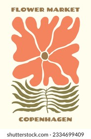 Groovy flowers vector illustration poster 
