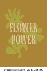 Groovy flowers vector poster design. Template for wallpaper, banner, postcard, poster, wall art