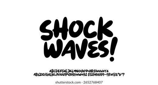 Groovy Font. Graffiti Font. Elegant Display Font. Playful font. Creative Hand Drawn Alphabet, Number and Symbol. Street Art Fashion Designs Typography modern concept vector illustration