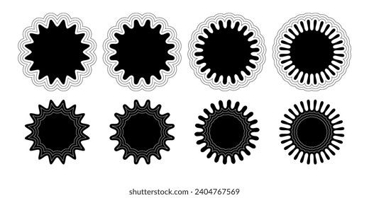 A groovy frame with a wavy edge and a simple y2k border square shape. It has a retro aesthetic zigzag text box silhouette. Design elements for a social media story or post. Vector illustration.