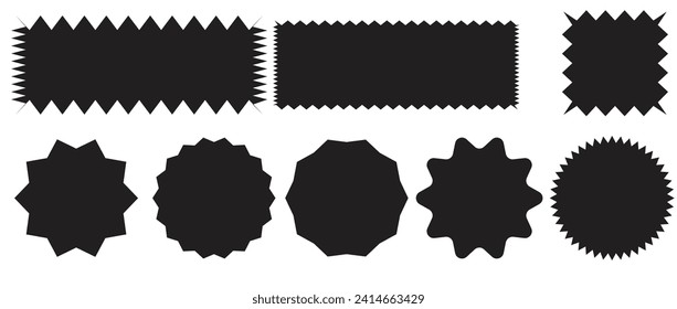 A groovy frame with a wavy edge and a simple y2k border rectangular shape. It has a retro aesthetic zigzag text box silhouette. Design elements for a social media story or post. Vector illustration.