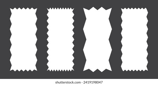 A groovy frame with a wavy edge and a simple y2k border rectangular shape. It has a retro aesthetic zigzag text box silhouette. Design elements for a social media story or post. 11:11