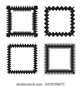 A groovy frame with a wavy edge and a simple y2k border rectangular shape. It has a retro aesthetic zigzag text box silhouette. Design elements for a social media story or post. 11:11
