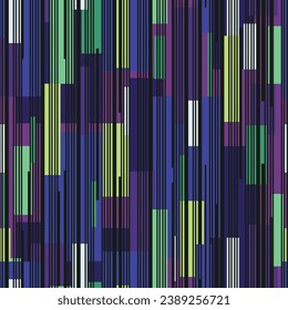 Groovy geometric print in bright colors. Abstract whimsical vertical lines and stripes vector seamless pattern. Colorful fashion print for fabric, package and any surface