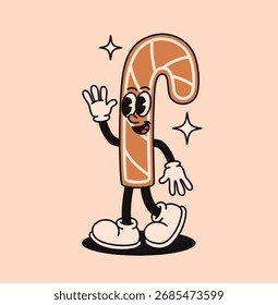 Groovy gengibre personagem na forma de um pirulito. Ilustração de vetor plano.