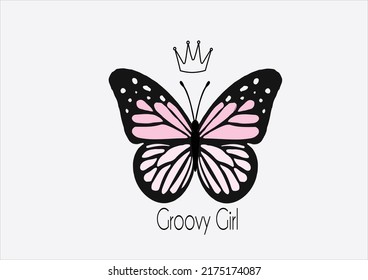 groovy girl butterflies and daisies positive quote flower watercolor margarita 
mariposa
stationery,mug,t shirt,phone case fashion slogan  style spring summer sticker and etc Tawny Orange Monarch Butt