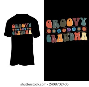 Groovy grandma typography t-shirt design for sale.