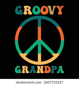 Groovy Grandpa Retro 90s Typography T-shirt Design Vector, Retro Vintage 1990s Tee Shirt Design Sublimation, 80s Vibes Illustration