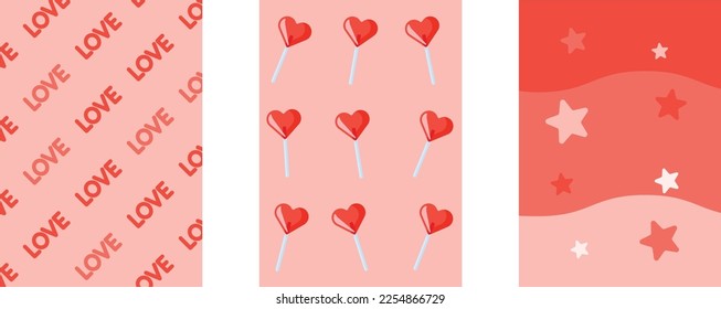 Groovy greeting card for Happy Valentines day. Old school vintage style. 70s 80s retro cartoon posters with hearts and lines. Vector lovely illustration in pink red colors