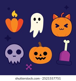 Groovy Halloween pumpkin and ghost patch collection for decor