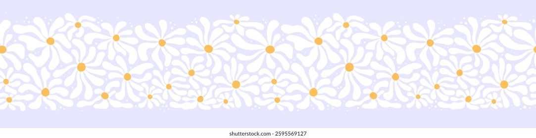 Groovy hand drawn floral seamless pattern, retro background, great for textiles, banners, wallpaper - vector