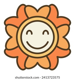 Groovy Happy Flower vector concept colored icon or design element