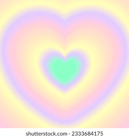 Groovy heart background. Y2k retro psychedelic abstract design. Rainbow gradient poster. Vector girly illustration.