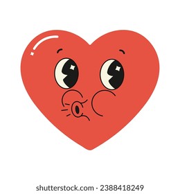 groovy heart character, valentine's day, vector illustration