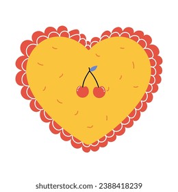 groovy heart cherry pie retro, valentine's day