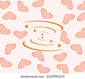 Groovy Corazones sin patrón. Fondo de Vector distorsionado psicodélico en estilo hippie de las décadas de 1970 y 1980 para impresión textil, papel de regalo, Diseño web y redes sociales. Dibujado a mano