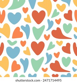 Groovy hearts vector seamless pattern