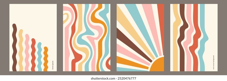 Groovy hippie 70s conjunto de fondo para póster