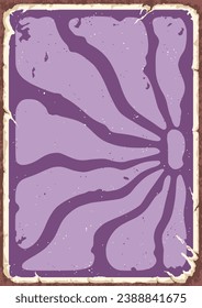 Groovy hippie 70s background. Waves, swirl, twirl, flower, rays pattern. Twisted and distorted vector in retro psychedelic style. Y2k aesthetic.