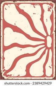 Groovy hippie 70s background. Waves, swirl, twirl, flower, rays pattern. Twisted and distorted vector in retro psychedelic style. Y2k aesthetic.