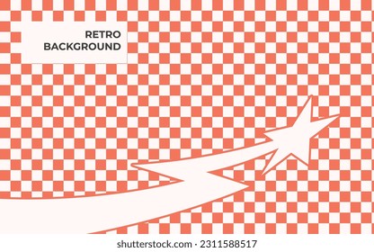 Groovy hippie 70s backgrounds. Checkerboard with star and stripe  in trendy retro style