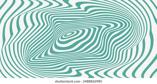 Groovy hippie 70s backgrounds. Pattern distorted optical illusion wave background. Ripple effect striped lines structure.