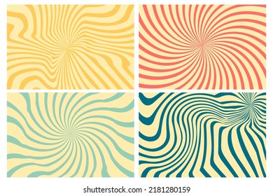 Groovy hippie 70s backgrounds with waves  swirl  twirl pattern