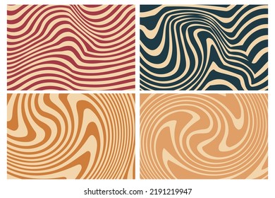 Groovy hippie 70s backgrounds with waves swirl twirl pattern