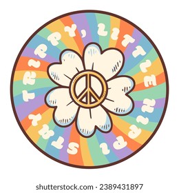 Groovy hippie 70s backgrounds. Waves, swirl, twirl, flower, rays and rainbow pattern. Twisted and distorted vector set in retro psychedelic style. Y2k aesthetic.