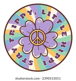 Groovy hippie 70s backgrounds. Waves, swirl, twirl, flower, rays and rainbow pattern. Twisted and distorted vector set in retro psychedelic style. Y2k aesthetic.
