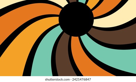 Groovy hippie 70s backgrounds. Waves, swirl, twirl pattern. Twisted and distorted vector texture in trendy retro psychedelic style. Y2k aesthetic. retro background, 60s, 80s, 90s