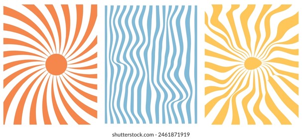 Groovy hippie 70s backgrounds. Waves, swirl, twirl pattern. Twisted and distorted vector texture in trendy retro psychedelic style. Y2k aesthetic. vector illustration . eps 10
