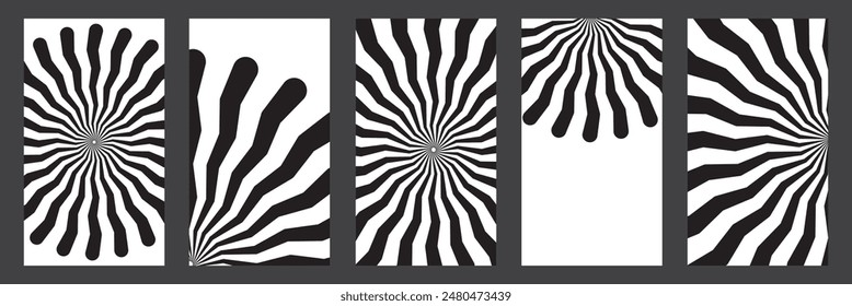 Groovy hippie 70s backgrounds. Waves, swirl, twirl pattern. Twisted and distorted vector texture in trendy retro psychedelic style. Trendy graphic print. Vector illustration. 11:11