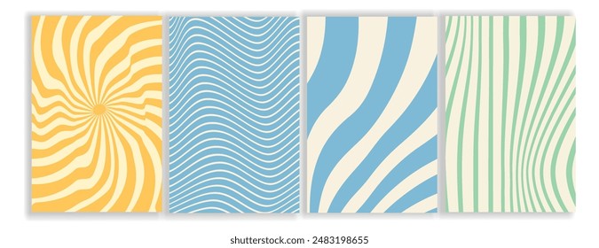 Groovy hippie 70s backgrounds Waves swirl twirl patterns