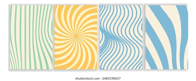 Groovy hippie 70s backgrounds Waves swirl, twirl pattern