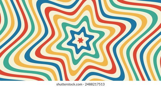 Groovy hippie 70s backgrounds. Waves, swirl, twirl pattern