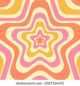 Groovy hippie 70s backgrounds. Waves, swirl, twirl pattern. Twisted and distorted vector texture in trendy retro psychedelic style. Y2k aesthetic.