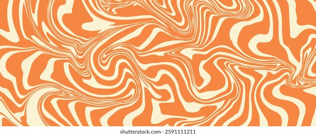 Groovy hippie 70s backgrounds. Waves, swirl, twirl pattern. Twisted and distorted vector texture in trendy retro psychedelic style. Y2k aesthetic.