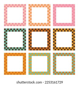 Groovy hippie 70s frames. Vector cards in trendy retro psychedelic style. Vector backgrounds. Y2k aesthetic.