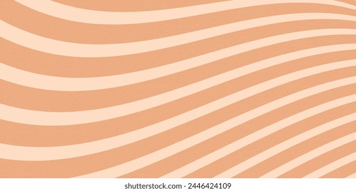 Groovy hippie 70s peach tone strips backgrounds. Waves and swirl pattern peach color. Twisted illustration texture in trendy retro psychedelic style. Y2k aesthetic design.