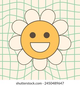Groovy hippie 70s posters. Funny cartoon flower, rainbow, love, daisy etc. Vector cards in trendy retro psychedelic cartoon style. Vector backgrounds. Stay groovy