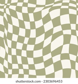 Groovy hippie 70s seamless pattern. Checkerboard, chessboard, mesh, waves pattern. Vector illustration  in retro trippy 60s, 70s style. Y2k aesthetic.